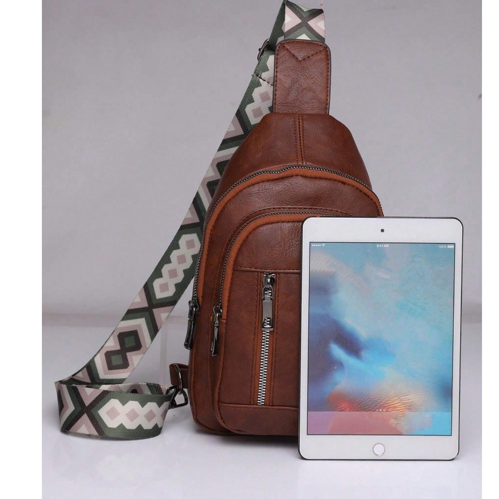 Luxe Vegan Leather Zip up Crossbody Back Pack Bag - Picture 13 of 16